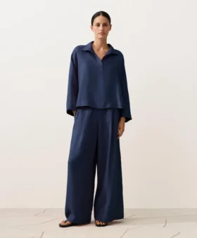 Oversize polokošile s dlouhým rukávem ze 100 % lnu