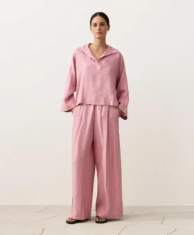 Oversize polokošile s dlouhým rukávem ze 100 % lnu