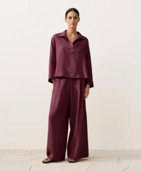 Oversize polokošile s dlouhým rukávem ze 100 % lnu