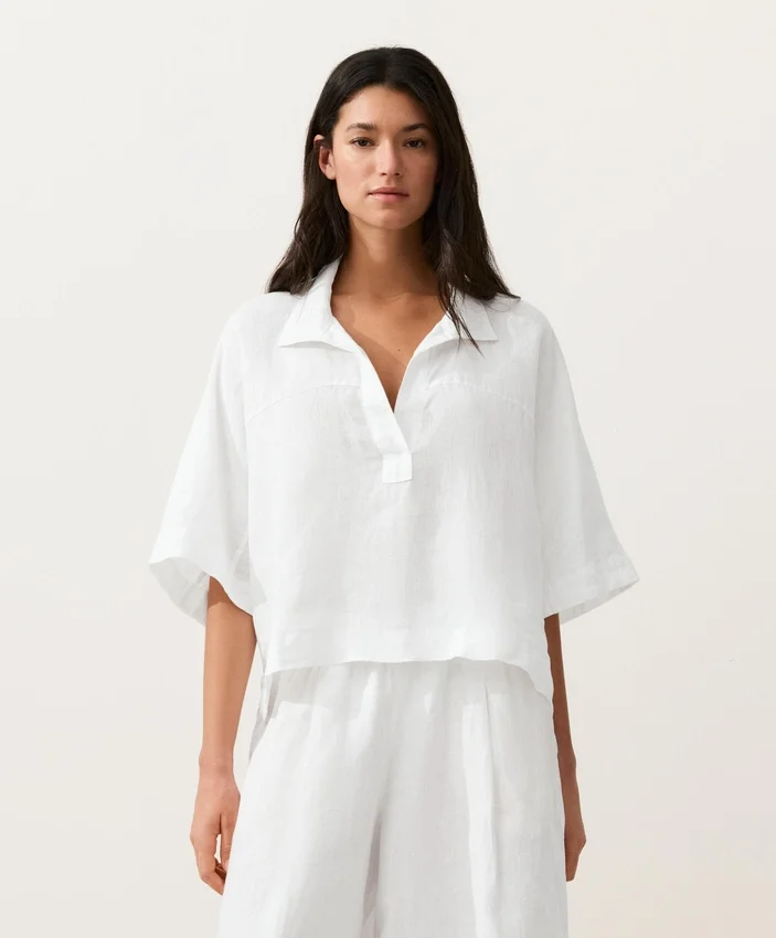 Oversized košile s krátkými rukávy ze 100 % lnu Oversized košile s krátkými rukávy ze 100 % lnu