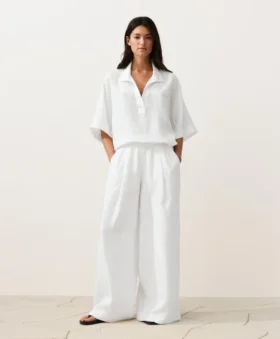 Oversized košile s krátkými rukávy ze 100 % lnu