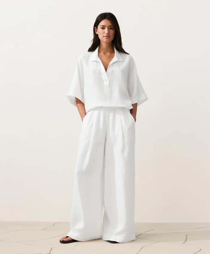 Oversized košile s krátkými rukávy ze 100 % lnu Oversized košile s krátkými rukávy ze 100 % lnu