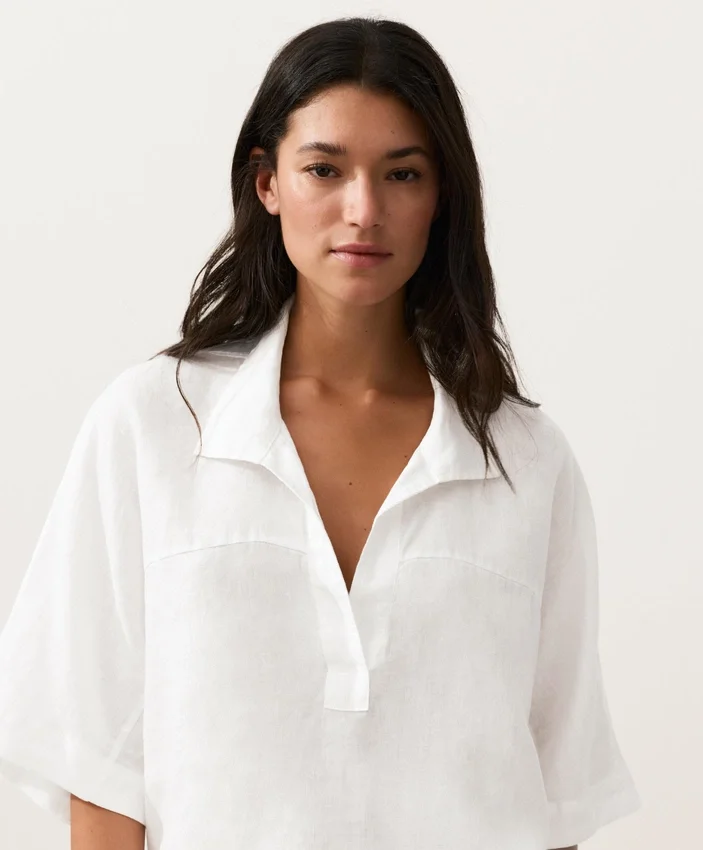 Oversized košile s krátkými rukávy ze 100 % lnu Oversized košile s krátkými rukávy ze 100 % lnu