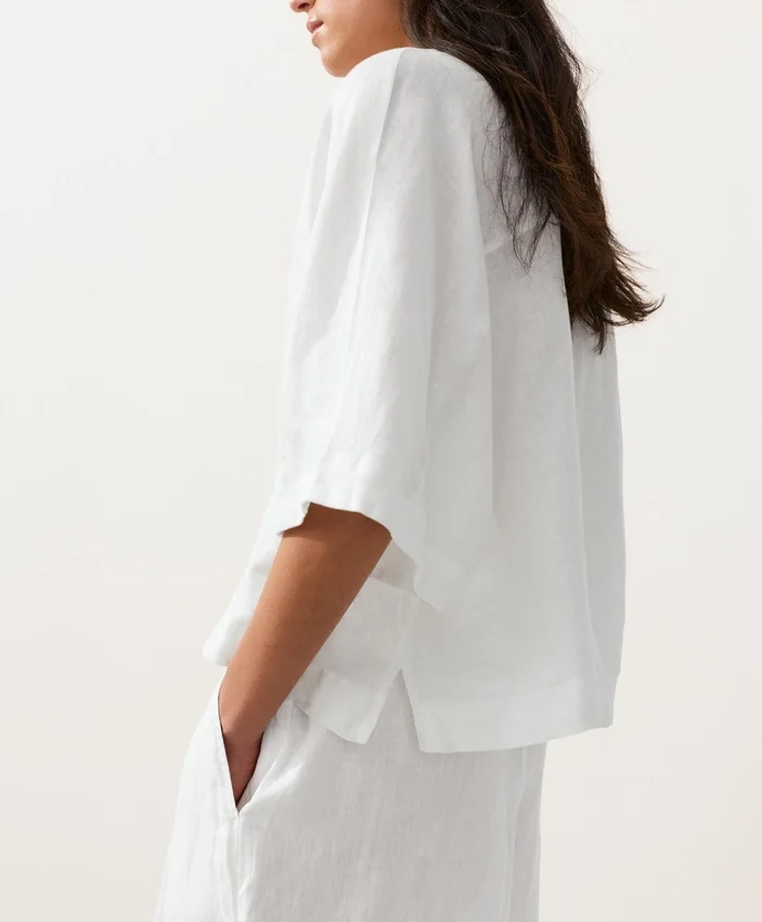 Oversized košile s krátkými rukávy ze 100 % lnu Oversized košile s krátkými rukávy ze 100 % lnu