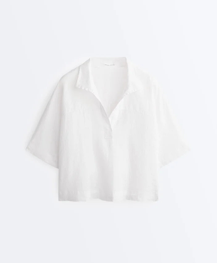Oversized košile s krátkými rukávy ze 100 % lnu Oversized košile s krátkými rukávy ze 100 % lnu