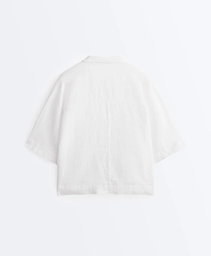 Oversized košile s krátkými rukávy ze 100 % lnu Oversized košile s krátkými rukávy ze 100 % lnu