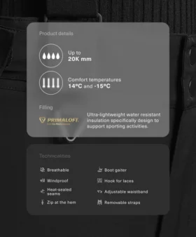 Primaloft® Feel the Performance Tm Lyžařské nepromokavé kalhoty s rovnými nohavicemi