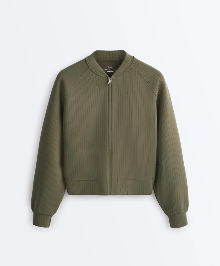 Pruhovaná bomber bundy z Soft Touch modalu Pruhovaná bomber bundy z Soft Touch modalu