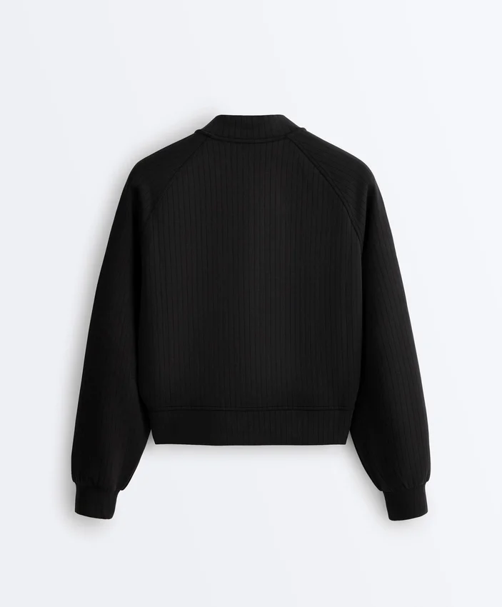 Pruhovaná bomber bundy z Soft Touch modalu Pruhovaná bomber bundy z Soft Touch modalu