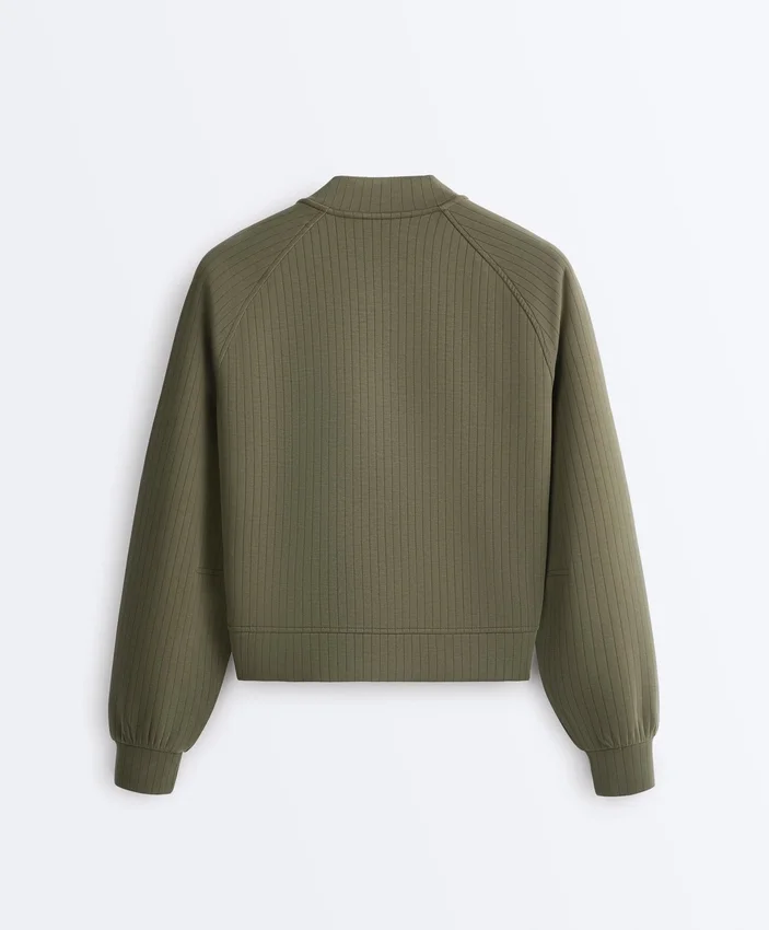 Pruhovaná bomber bundy z Soft Touch modalu Pruhovaná bomber bundy z Soft Touch modalu