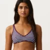 Pruhované texturované topy pro bikiny s vázáním za krkem Pruhované texturované topy pro bikiny s vázáním za krkem