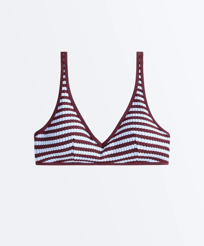 Pruhované texturované topy pro bikiny s vázáním za krkem Pruhované texturované topy pro bikiny s vázáním za krkem
