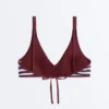 Pruhované texturované topy pro bikiny s vázáním za krkem Pruhované texturované topy pro bikiny s vázáním za krkem