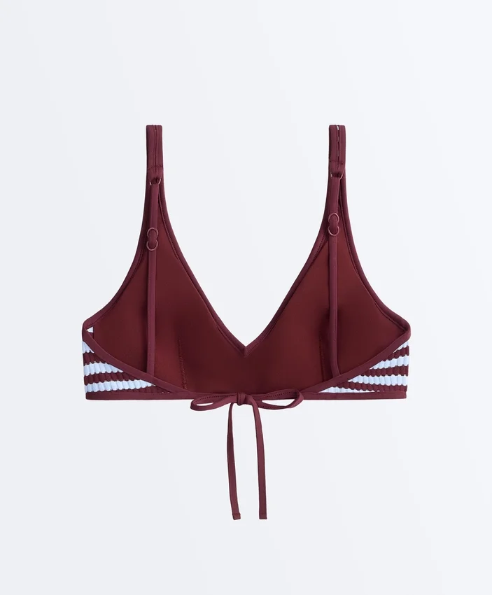 Pruhované texturované topy pro bikiny s vázáním za krkem Pruhované texturované topy pro bikiny s vázáním za krkem