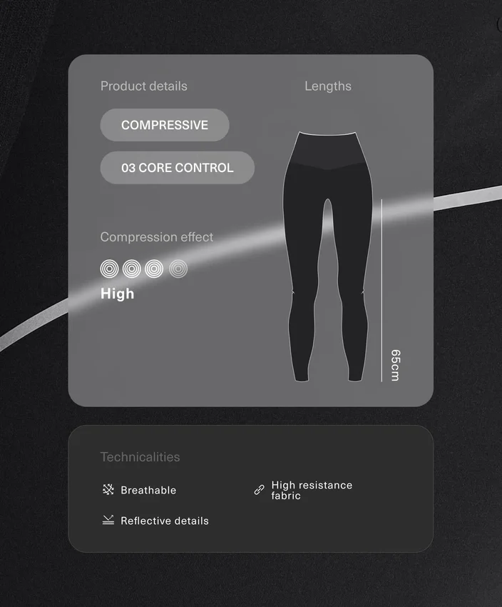 Reflexní Compressive legíny s vysokým pasem a Core Control, délka po kotníky Reflexní Compressive legíny s vysokým pasem a Core Control, délka po kotníky