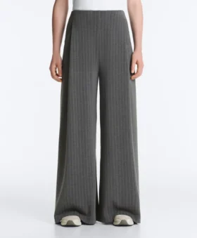 Soft Touch Modal Pinstripe Wide-Leg Trousers
