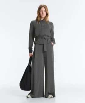 Soft Touch Modal Pinstripe Wide-Leg Trousers
