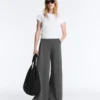 Soft Touch Modal Pinstripe Wide-Leg Trousers