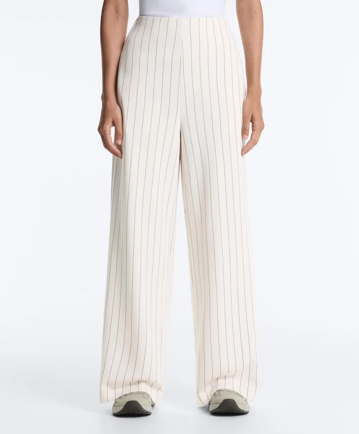 Soft Touch Pinstripe Wide Leg High Rise Trousers Soft Touch Pinstripe Wide Leg High Rise Trousers