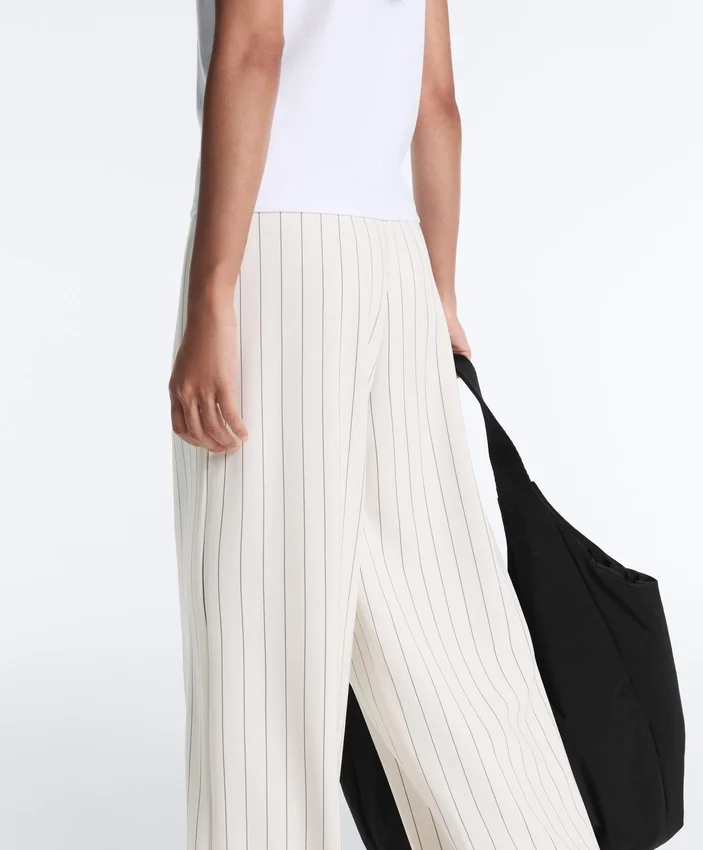 Soft Touch Pinstripe Wide Leg High Rise Trousers Soft Touch Pinstripe Wide Leg High Rise Trousers