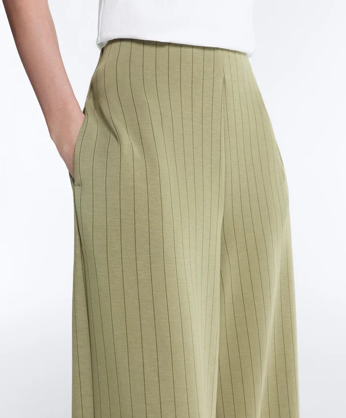 Soft Touch Pinstripe Wide Leg High Rise Trousers Soft Touch Pinstripe Wide Leg High Rise Trousers