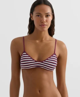 Tříúhelníkový bikini top s texturovanými pruhy