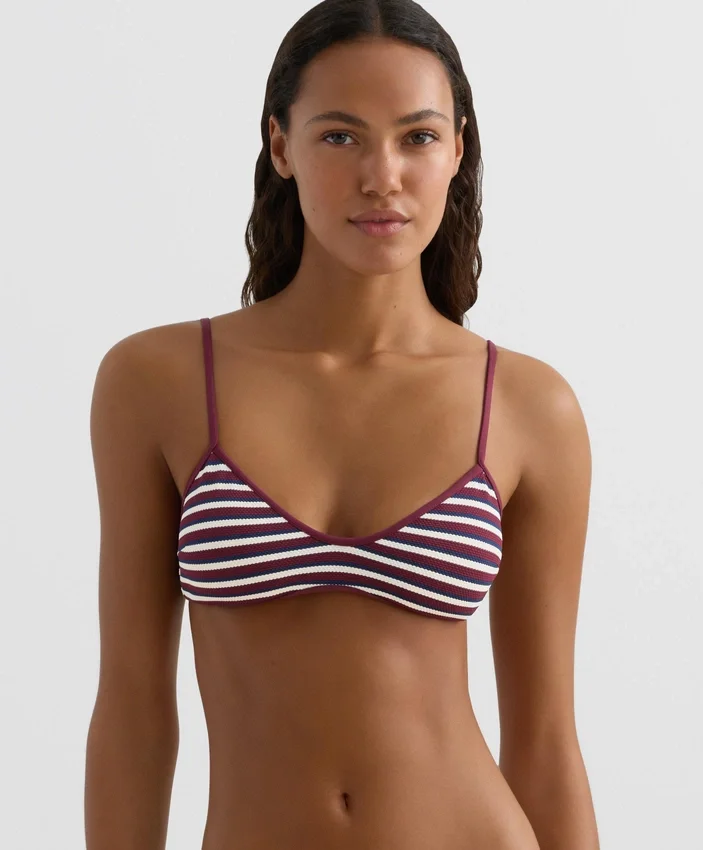 Tříúhelníkový bikini top s texturovanými pruhy Tříúhelníkový bikini top s texturovanými pruhy