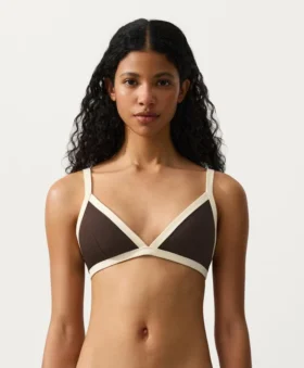Trojúhelníkový bikini top s kontrastním lemováním
