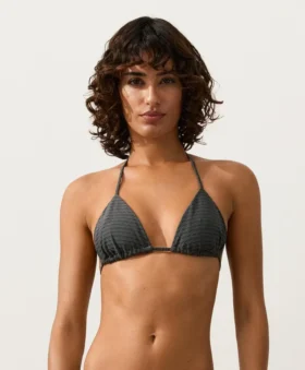Trojúhelníkové bikiny s žakárovým vzorem a efektem praní