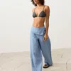 Trojúhelníkové bikiny s žakárovým vzorem a efektem praní