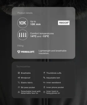 Voděodolná bundy Primaloft® Ski se superúzkým střihem Voděodolná bundy Primaloft® Ski se superúzkým střihem