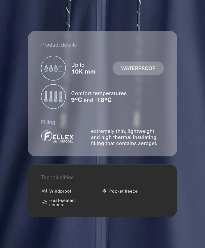 Voděodolná prošívaná bundy Fellex® Aerogel 10K Voděodolná prošívaná bundy Fellex® Aerogel 10K
