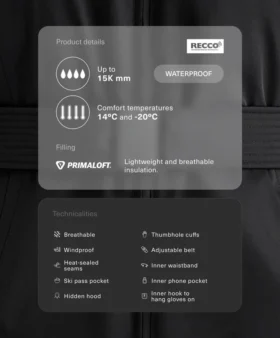Voděodolná prošívaná bundy Primaloft® Ski Voděodolná prošívaná bundy Primaloft® Ski